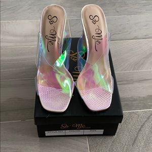 Women’s clear strap heel.